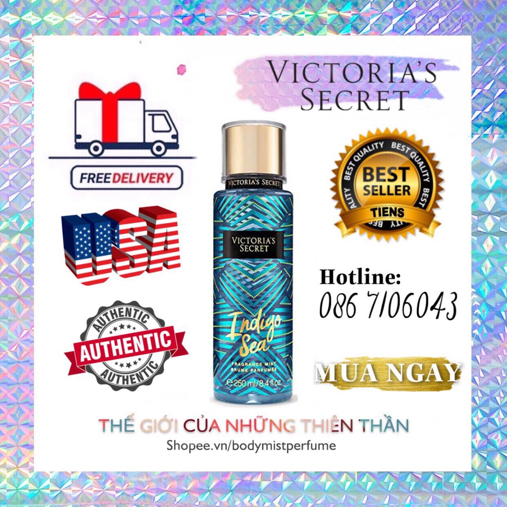 𝗕𝗢𝗗𝗬𝗠𝗜𝗦𝗧⚜️Mẫu thử xịt thơm Body Mist Victoria's Secret - Indigo Sea 250ml