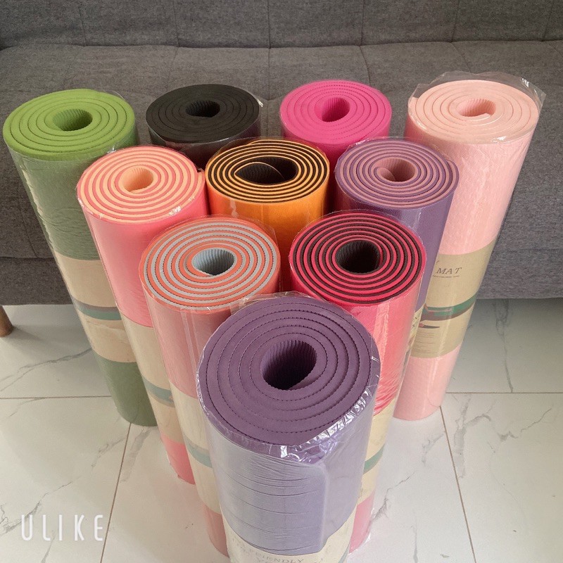 Thảm yoga chống trượt, tập định tuyến, GYM tpe 2 lớp 6MM-8MM TẶNG TÚI BẢO HÀNH 1 ĐỔI