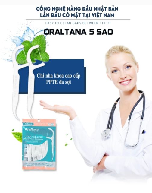 Tăm chỉ nha khoa 5 sao ORALTANA gói 50 chiếc