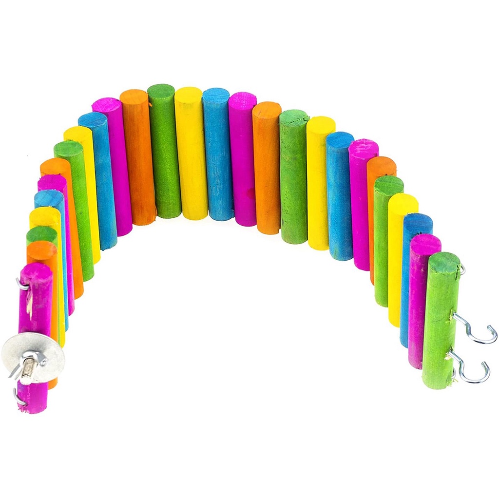 Thang leo trèo bằng gỗ màu cầu vồng xinh xắn dành cho chuột hamster
