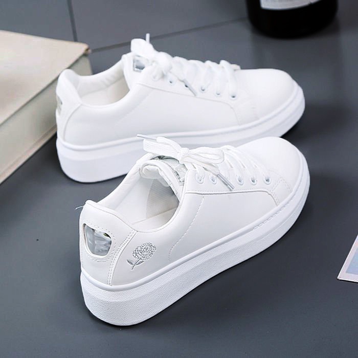 Giày sneaker nữ trắng, Giày thể thao nữ màu trắng phối hoa bạc