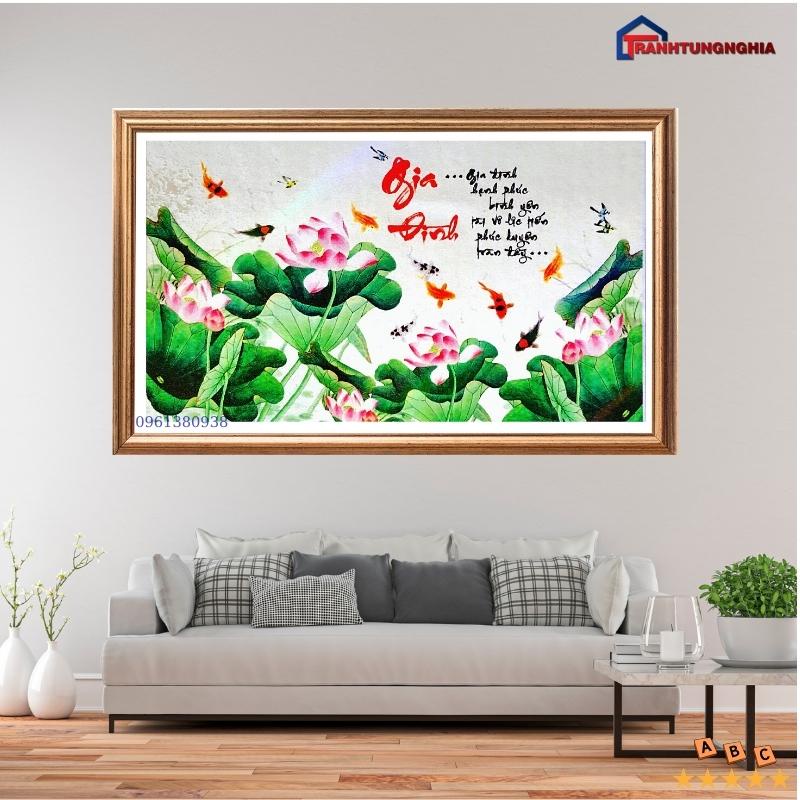 Tranh đính đá ABC, tranh thêu chữ thập gia đình hạnh phúc