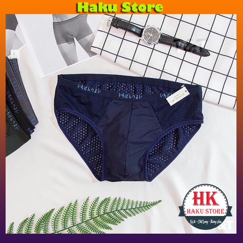 = 6 Quần Lót Nam thông hơi lưới Nhật, Quần Sịp Nam Chéo Kháng Khuẩn Thấm Hút Và Co Dãn Tốt