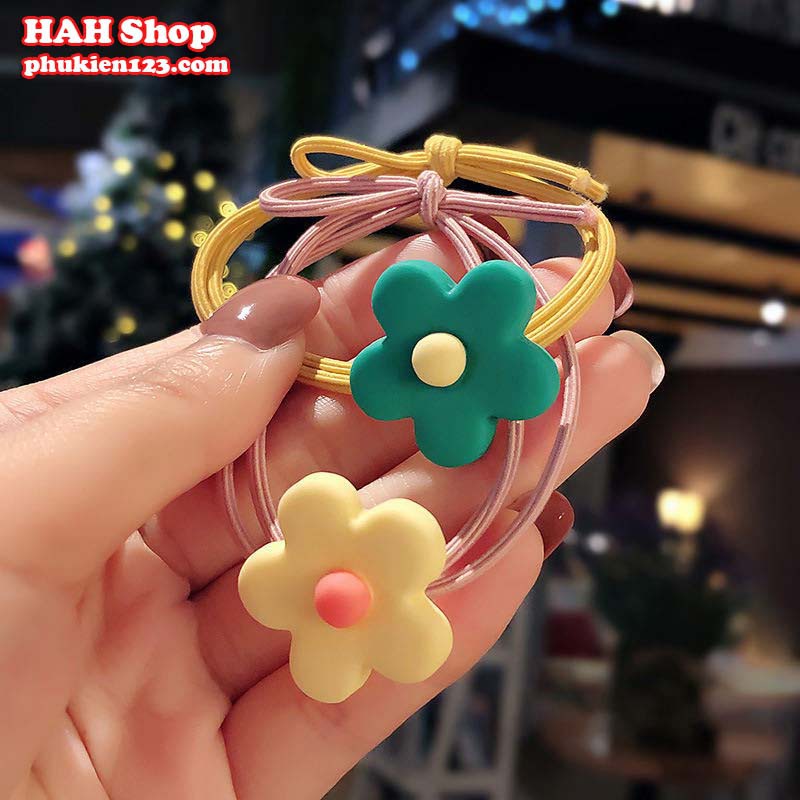 Dây buộc tóc hoa 5 cánh nhiều màu cột tóc cute phong cách Hàn Quốc