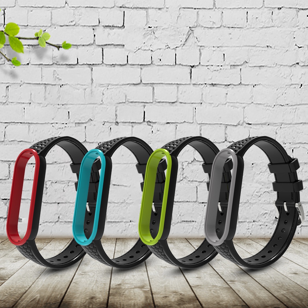 Dây Đeo Silicon Mềm Kết Cấu Sợi Carbon Chống Mồ Hôi Thay Thế Cho Xiaomi Mi Band 5 / 6