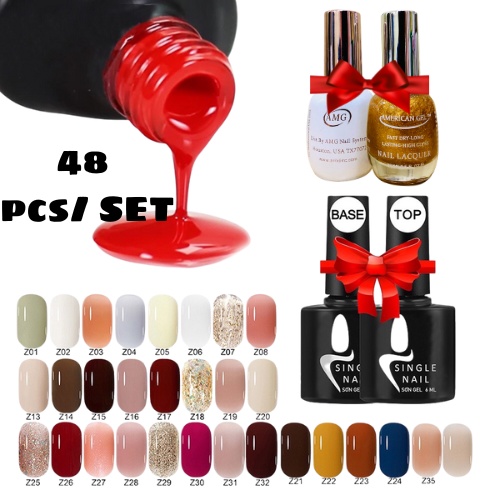 Bộ sơn gel 48 màu sơn gel sáng bóng sơn single nail  sơn móng tay đẹp bảng màu hiện đại Tặng kèm sơn Top base Tặng gift