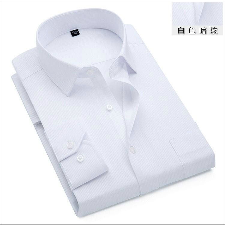【Non-iron shirt】Men Formal Button Smart Casual Long Sleeve Slim Fit Suit Shirt Middle aged and old men's Cotton Long Sleeve Shirt business non iron father's loose father casual Stripe Shirt