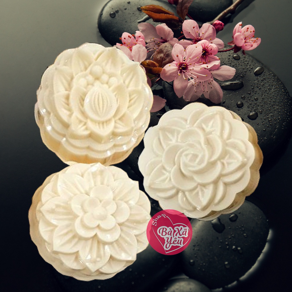 Combo 6 khuôn tạo hình bánh trung thu, rau câu 3D _ Hoa sen , Hoa hồng , Hoa mai - BX3661