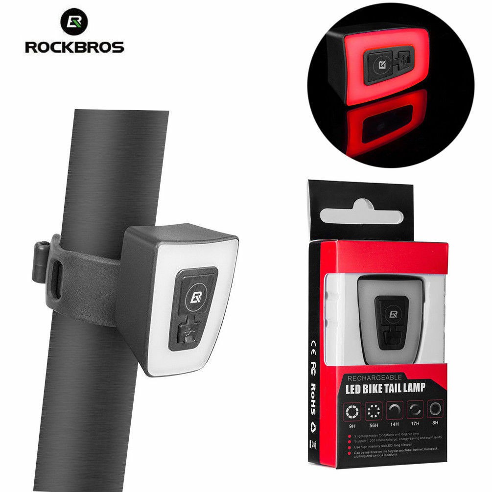 Đèn Hậu Rockbros Gắn Xe Đạp/Mũ Bảo Hiểm Có 20 Lumen Cắm Sạc USB Bảo Vệ An Toàn
