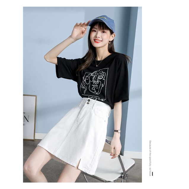 Chân Váy Chữ A Cạp Cao Phong Cách Đơn Giản Hai Cúc Tạo Điểm Nhấn