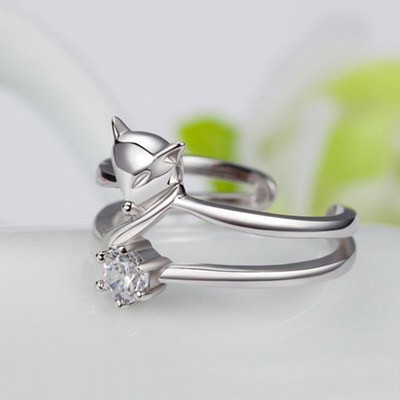 Nhẫn Hợp Kim Hình Cáo Đính Đá Xinh Xắn