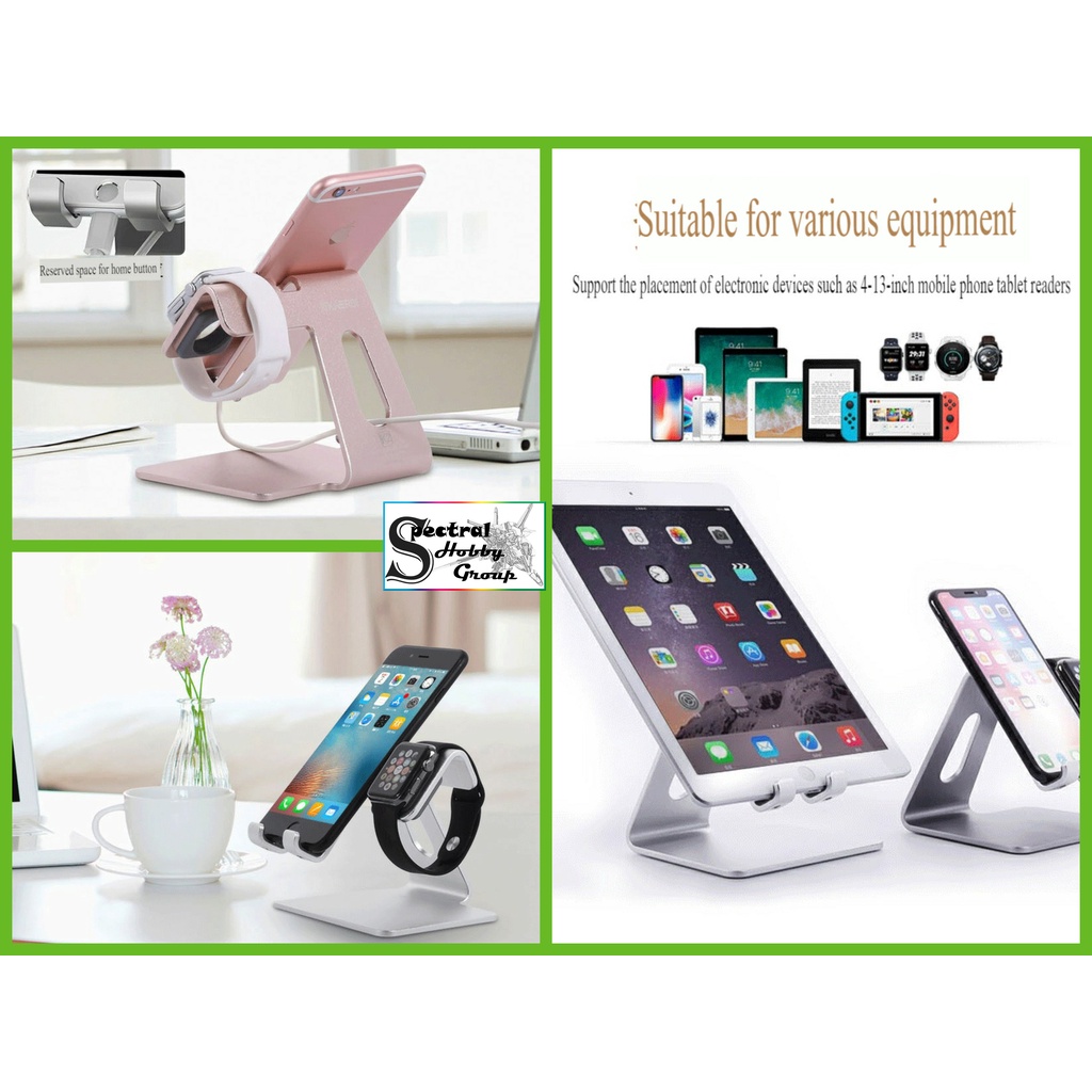 Giá Đỡ Điện Thoại Máy Tính Bảng Đồng hồ 2IN1 Kim Loại Nguyên Khối K2 cực chất chắc chắn - KAERSI Stand phone iwatch