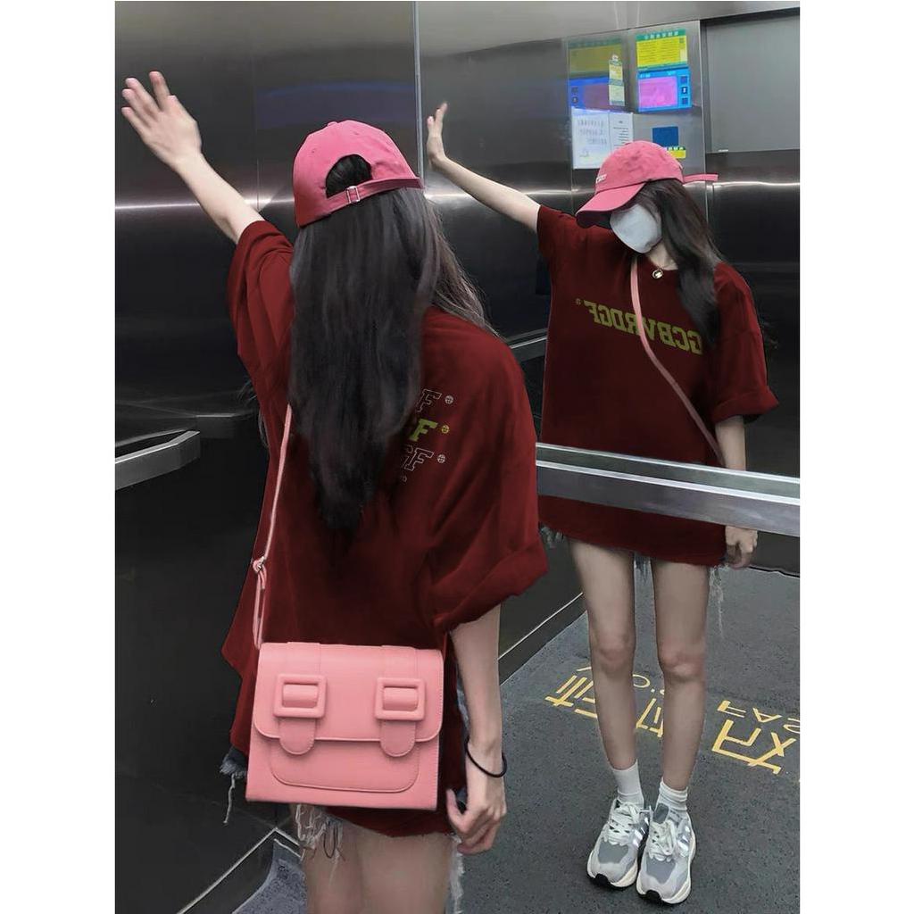 Áo Thun cotton Ngắn Tay Dáng Rộng Thời Trang retro Mỹ Cho Nữ