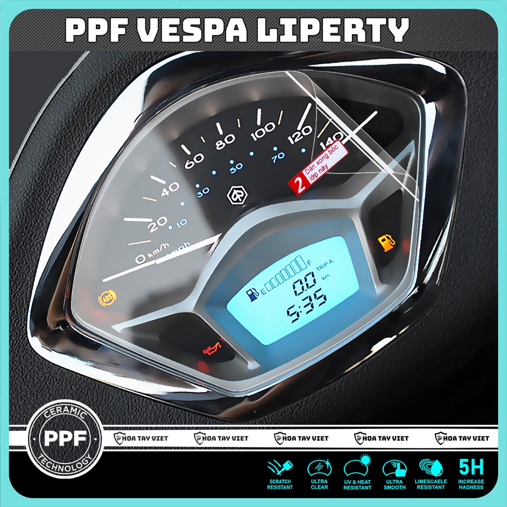 PPF bảo vệ Vespa LIBERTY cao cấp chống trầy xước mặt đồng hồ LYBERTY