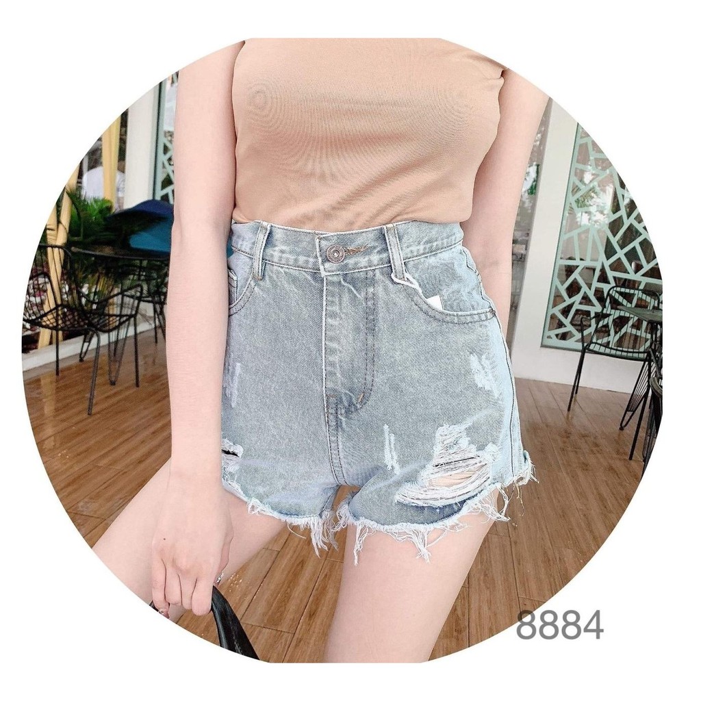 quần short jean nữ RÁCH 2 BÊN CÀO TƯA 02KH