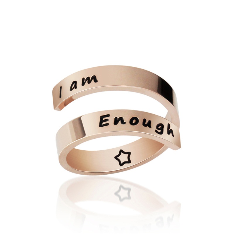 Nhẫn Trang Sức Khắc Chữ I am Enough Thời Trang