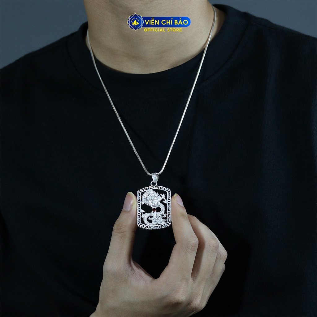 Mặt dây chuyền hình rồng chữ nhật mới chất liệu bạc 925 thời trang phụ kiện trang sức Viễn Chí Bảo M300303