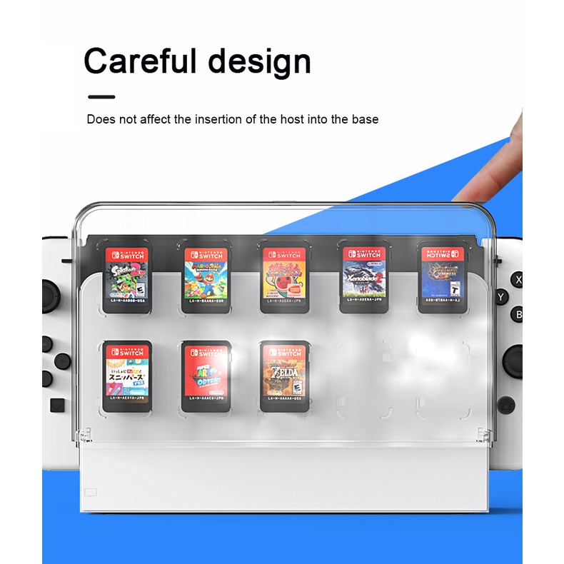 Vỏ Bảo Vệ Đế Sạc Máy Chơi Game Nintendo Switch Kèm Ngăn Đựng Thẻ Chống Bụi Bằng PC Cứng Tiện Dụng Ốp