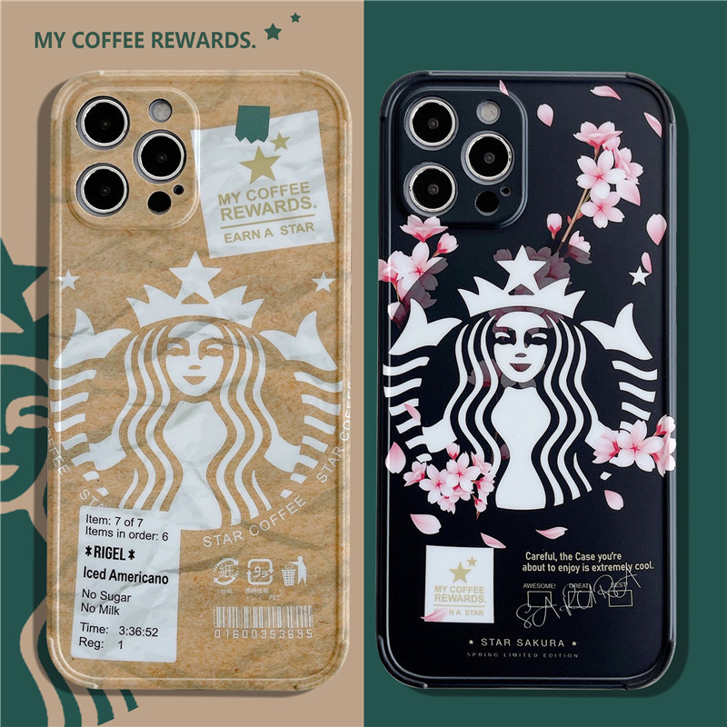 STARBUCKS Ốp Lưng Điện Thoại Bằng Silicone Mềm Hình Vuông Màu Nước Cho Iphone 12 / 11 Pro / Max / 6 / 6s / 7 / 8 Plus / X / Xs Max / Xr / Se 2020