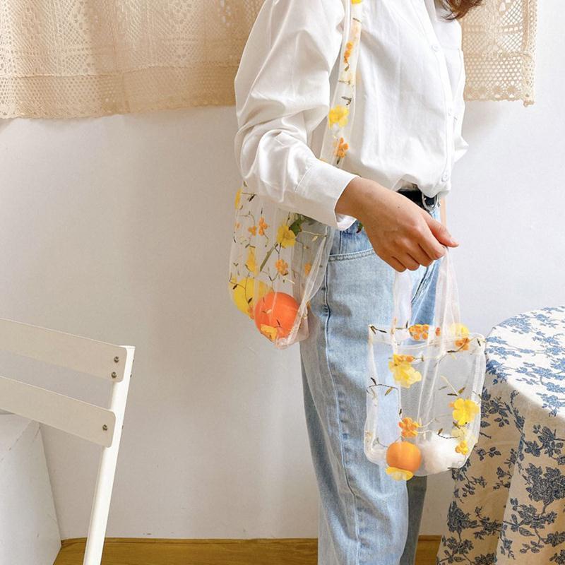 Túi xách vải lưới mỏng mịn họa tiết hoa nhỏ cho các cô gái