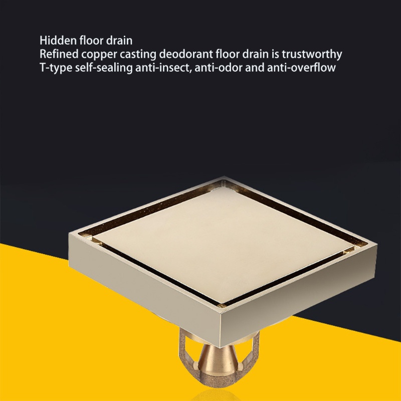 Nắp Chặn Cống Thoát Nước Sàn Nhà Tắm Bằng Đồng Thau Hình Vuông Chống Nghẹt
