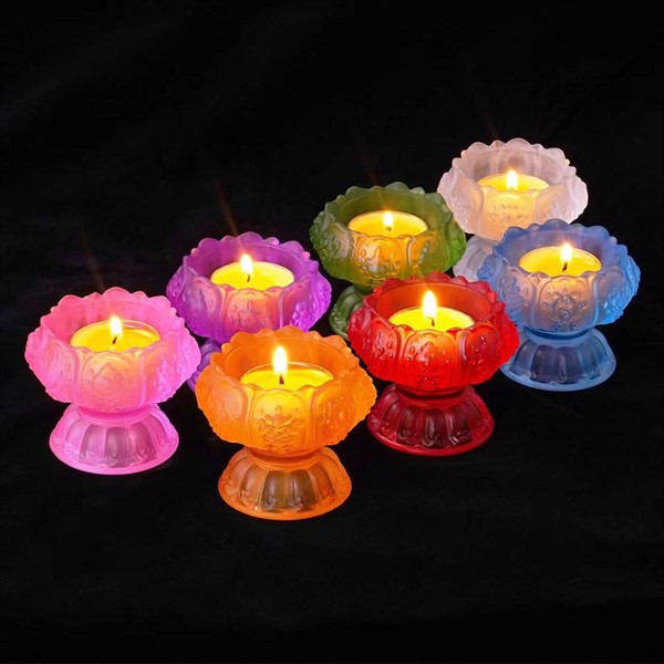 Cốc đựng nến thủy tinh hoa văn 8 cát tường 6cm - 8cm