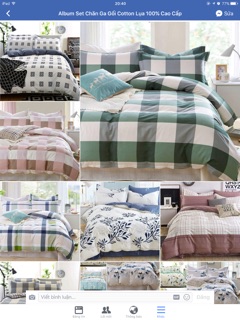 SET CHĂN GA GỐI COTTON LỤA 100%