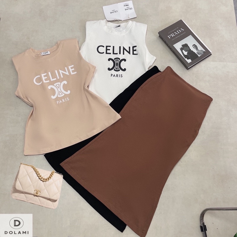 Set áo ba lỗ celinn + chân váy đuôi cá