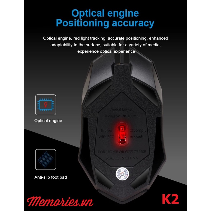 Gaming mouse INPHIC PB1P / PW1 / K-snakeX8 / Type MP1, Chuột máy tính  chơi game dây USB, có đèn LED 7 màu