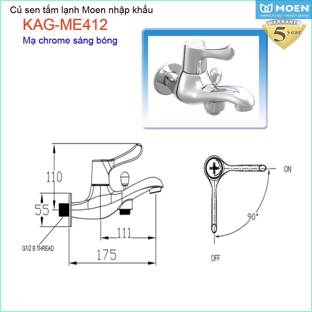 Củ sen tắm lạnh, vòi sen lạnh Moen KAG-ME412