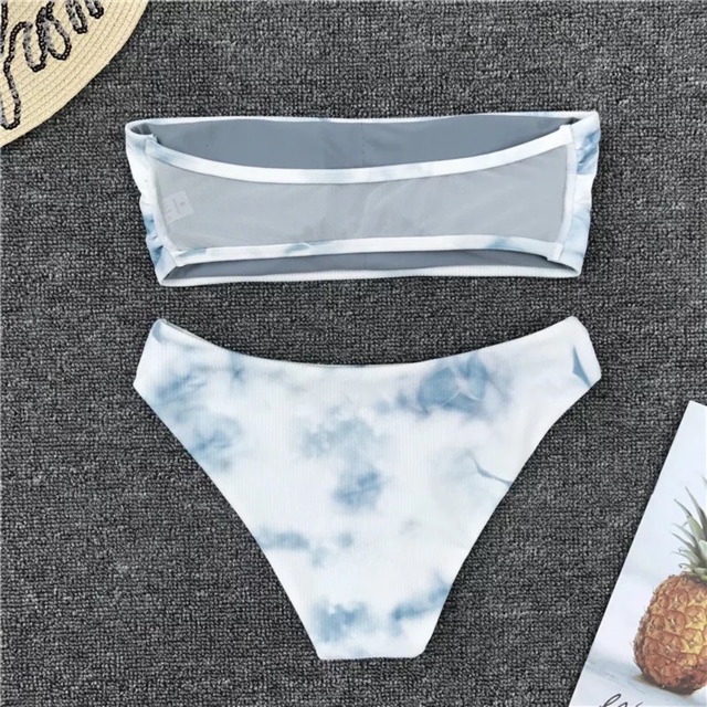 Bộ bikini , bộ đồ bơi nữ 2 mảnh xanh vân đá sexy