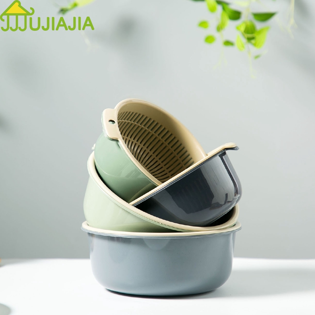 Rổ rửa rau củ JUJIAJIA thiết kế hai lớp để ráo nước tiện dụng cho nhà bếp
