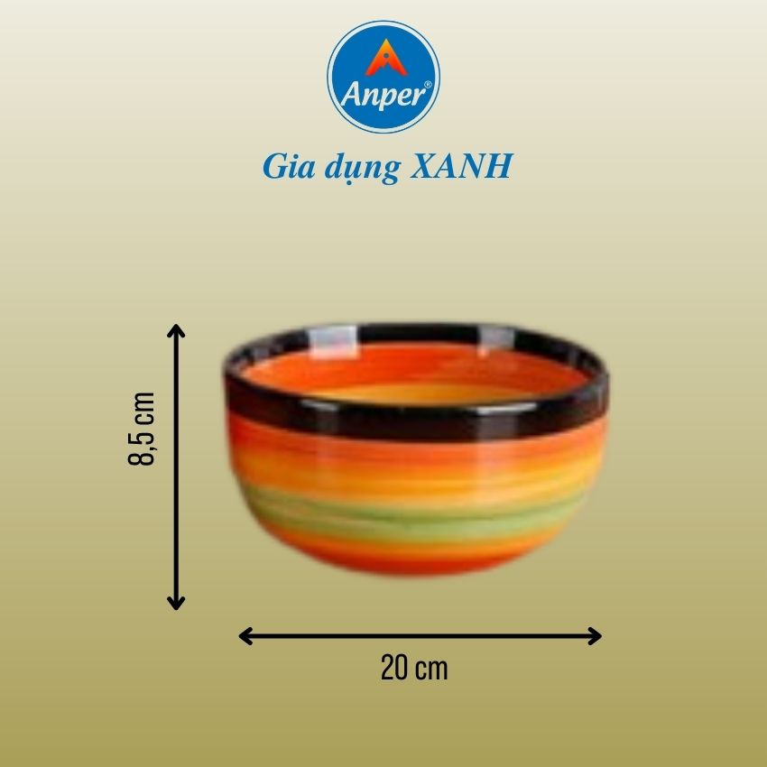 Bộ 2 tô sứ 3 bát sứ cầu vồng ANPER cao cấp size 13.5cm 14.5 cm17 cm 20cm