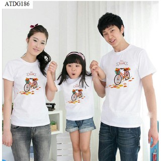 Áo thun gia đình in hình gia đình xe đạp cực hot - atgd186