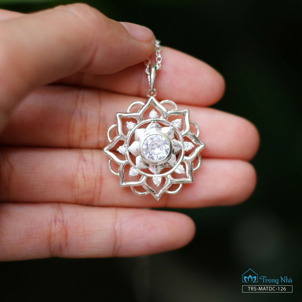 Mặt dây chuyền bạc S925 biểu tượng Mandala đính đá - Trang sức Bình An - Trong Nhà