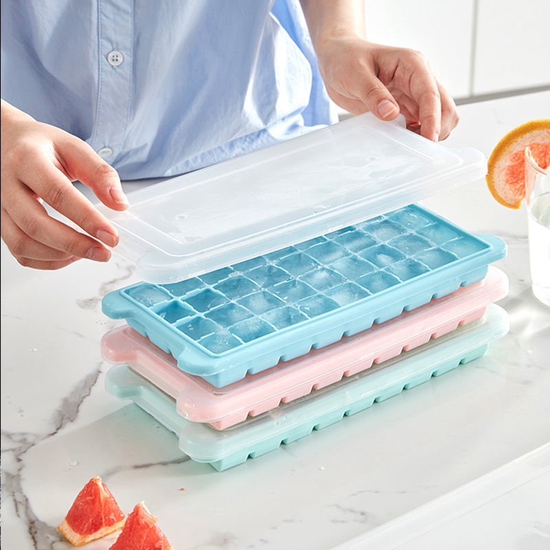 KHAY NƯỚC ĐÁ 6 VIÊN, 24 VIÊN VÀ 36 VIÊN CÓ NẮP ĐẬY CHỐNG TRÀN TIỆN LỢI CAO CẤP, CHẤT LIỆU SILICON + NHỰA PP AN TOÀN