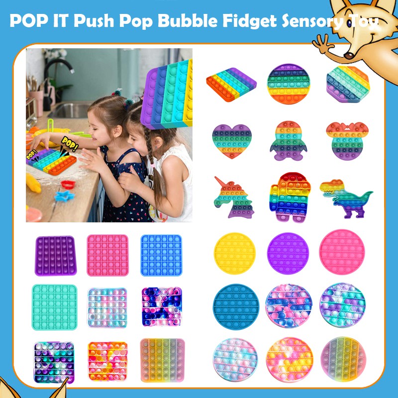 Pop Its Round Fidget Toy Push Bubble Stress Relief Kids Pop It Tiktok Đồ chơi bóp bong bóng giúp giảm căng thẳng cho trẻ em và người lớn