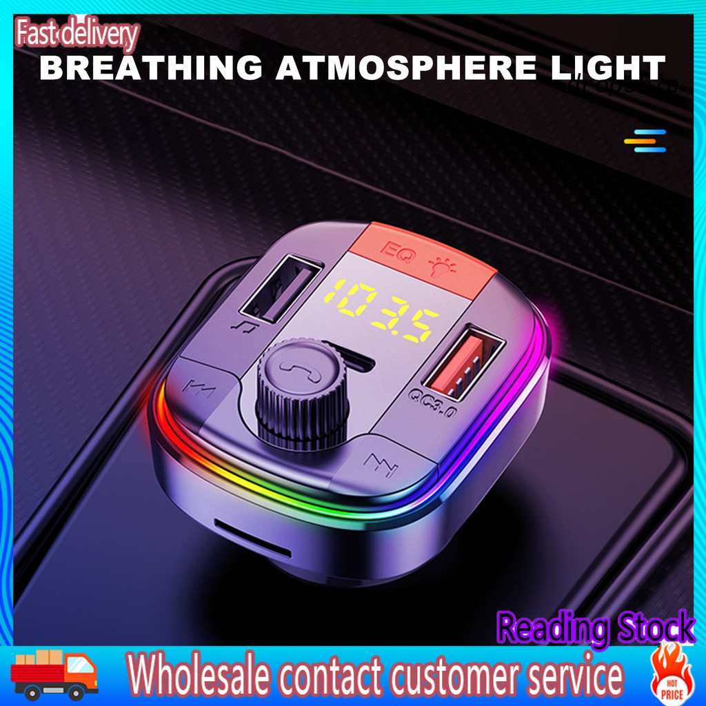 Máy phát sóng FM Bluetooth trên ô tô DRO_T832 với ánh sáng đầy màu sắc hỗ trợ sạc nhanh QC3.0 DC12V -24V