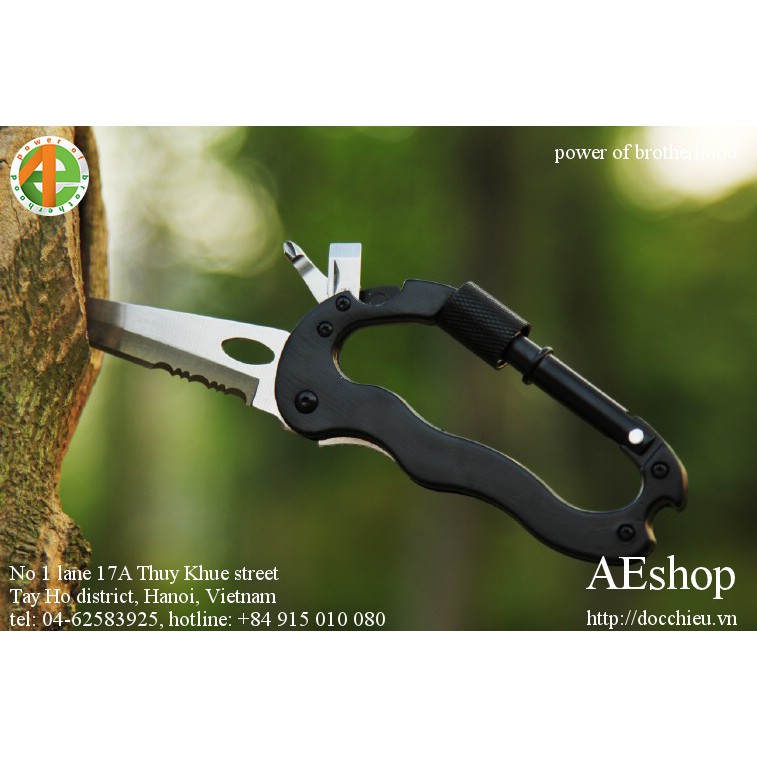 móc khóa leo núi đa năng tích hợp tua vít hợp kim nhôm...