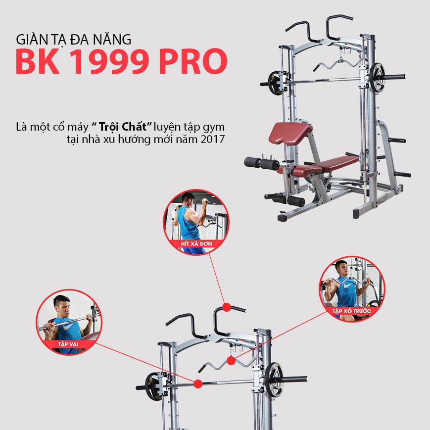 Ghế tạ KINGSPORT BK-1999 (Tặng kèm 50kg tạ) - Khung sườn cứng cáp chuẩn gym