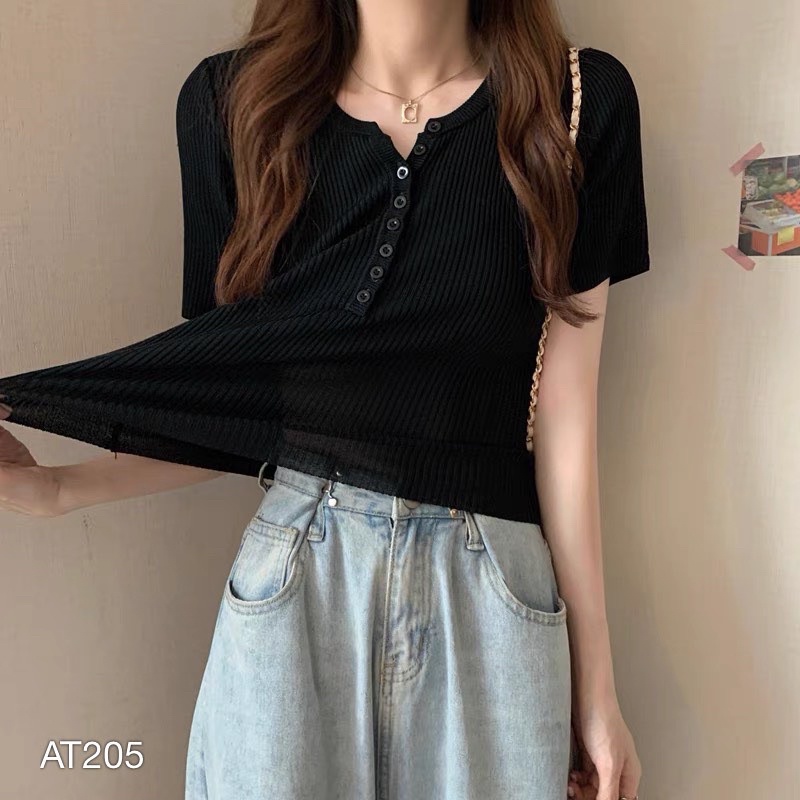Áo Thun Kiểu Nữ VN CLO Trơn Thun Gân - AT205