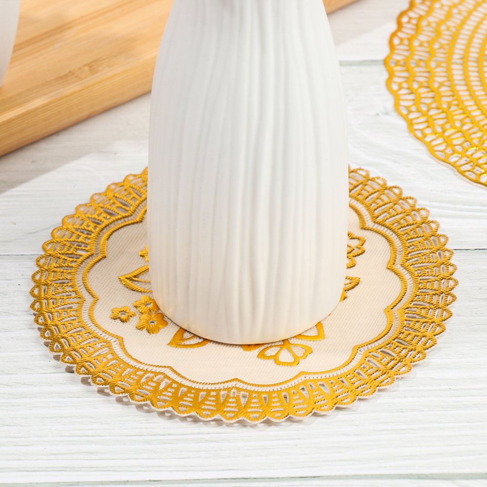 Tấm lót bàn ăn hình tròn bằng pvc chống trượt cách nhiệt tiện lợi dễ sử dụng cho nhà bếp