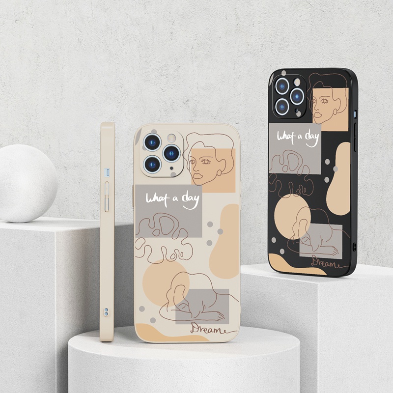 Ốp lưng iphone Ốp điện thoại Suntaiho silicon mềm hình nét vẽ cô gái cho iPhone 13 12 11 Pro Max X XR Xs Max 7 8 Plus 12mini 13mini