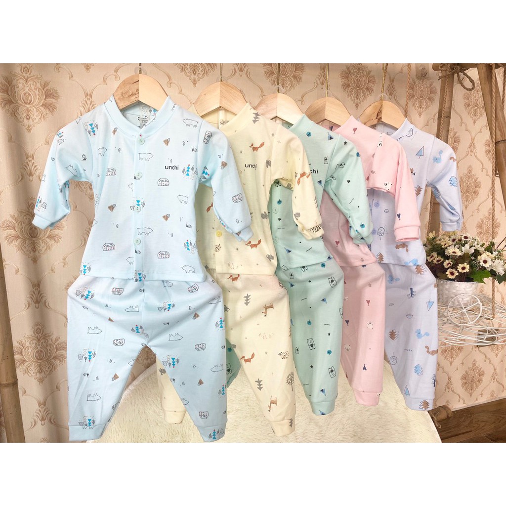 Bộ nỉ Unchi dày dặn ( cúc giữa ) họa tiết siêu cưng cho bé QATE184, Namkidshop