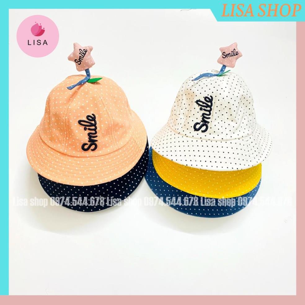 Mũ Vành Cho Bé Gái, Nón Tai Bèo Hình Ngôi Sao Đáng Yêu Có Dây Cho Bé 1-3 Tuổi Lisa, M60 Lisa Shop