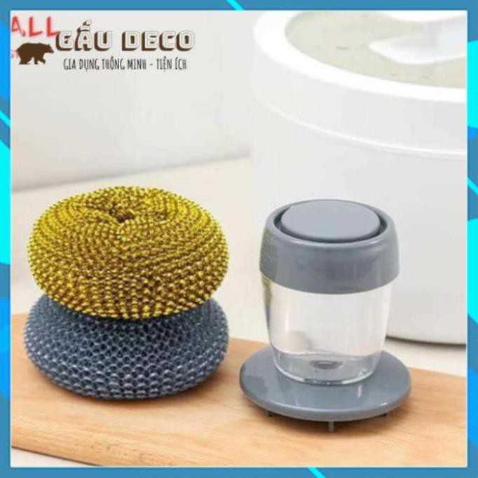 Cọ xoong nồi có bình đựng xà phòng tiện lợi an toàn cho da tay