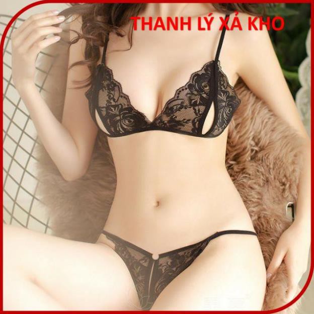 BỘ ĐỒ LÓT REN LỌT KHE 2 MẢNH SEXY, BIKINI REN XUYÊN THẤU GỢI CẢM MÃ BI203