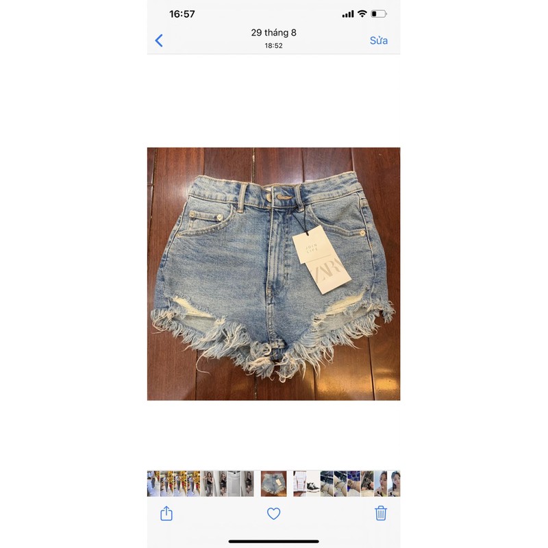 Quần sooc bò zara Auth size 34 tầm 50kg trở xuống vừa