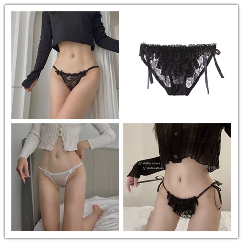 Quần Lót Cotton Lưng Thấp Phối Ren Thêu Họa Tiết Phong Cách Hàn Quốc Quyến Rũ Cho Nữ