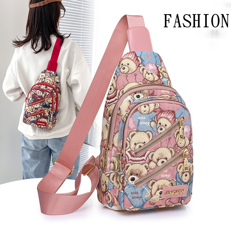 Túi Đeo Trước Ngực Họa Tiết Hoạt Hình Xinh Xắn Cho Nữ